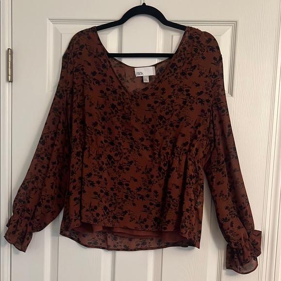 RDI Brown and Black Floral Blouse - Picture 1 of 2